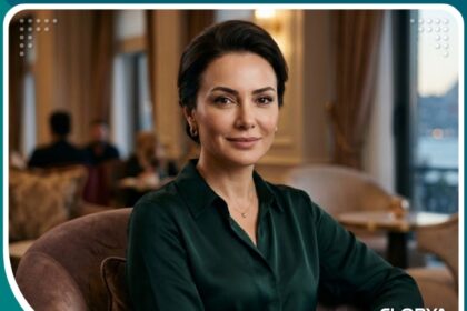 صورة سينمائية لامرأة بعد عملية شد الجبهة الجراحي التقليدي تظهر نتائج تجميلية طبيعية ووجه مشدود في إسطنبول.