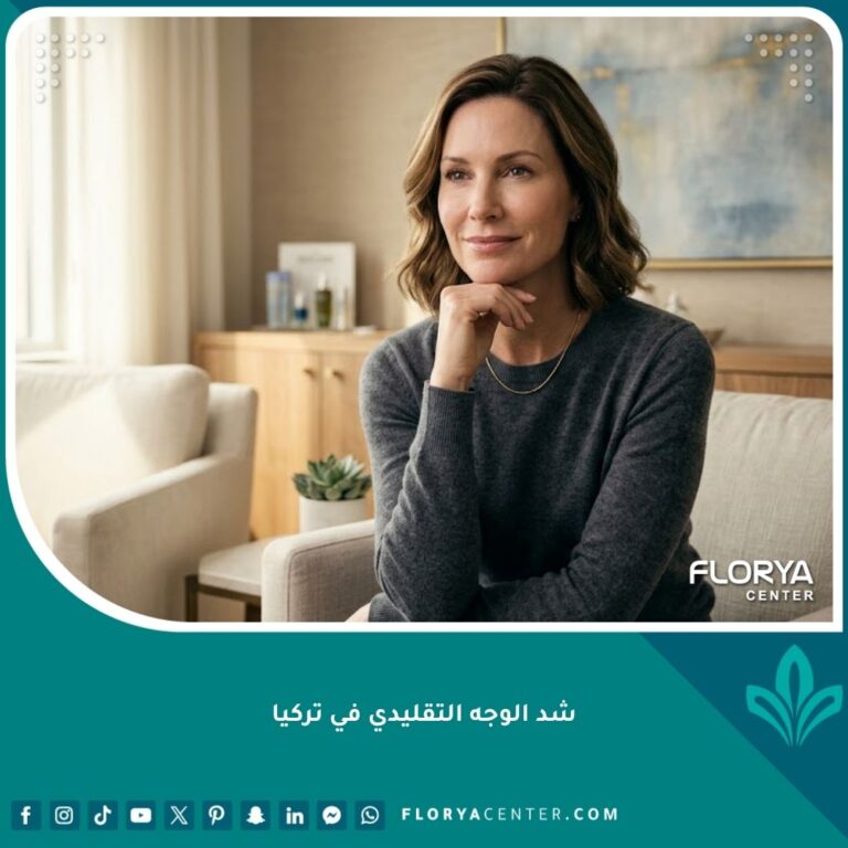 سيدة تظهر ملامحها شابة ومشدودة بعد خضوعها لعملية شد الوجه التقليدي في تركيا بنجاح.