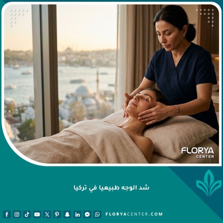 جلسة مساج احترافي لشد الوجه طبيعياً في مركز تجميل فاخر في تركيا لإعادة نضارة البشرة.