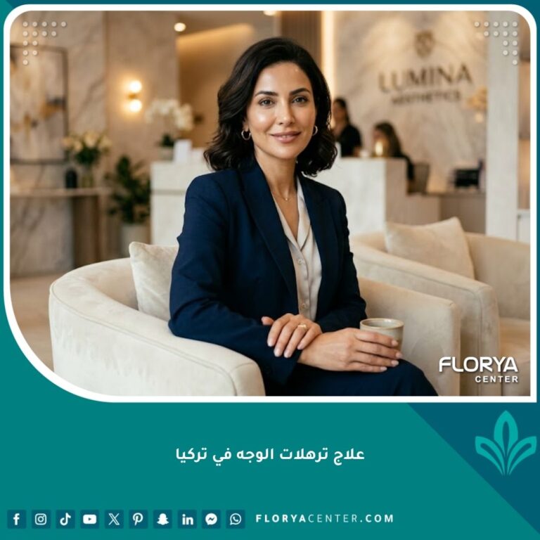 امرأة شابة تبتسم ببشرة نضرة ومشدودة بعد خضوعها لعملية علاج ترهلات الوجه في تركيا.