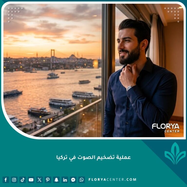 رجل واثق في إسطنبول بعد عملية تضخيم الصوت للحصول على نبرة رجولية عميقة، يظهر الخلفية مضيق البوسفور وقت الغروب.