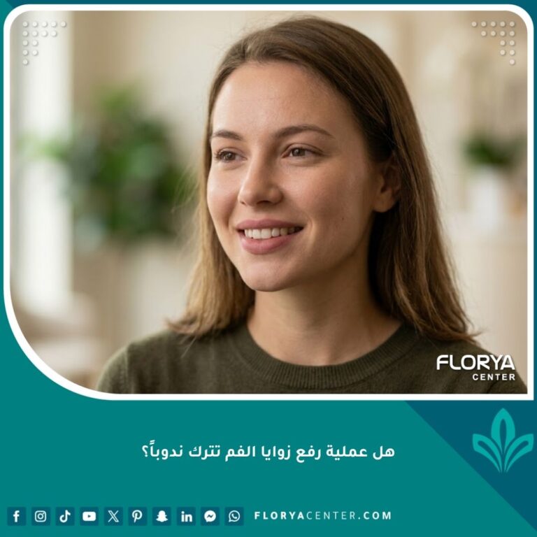 صورة مقربة لابتسامة طبيعية بعد عملية رفع زوايا الفم بدون أي ندوب أو آثار جراحية ظاهرة.