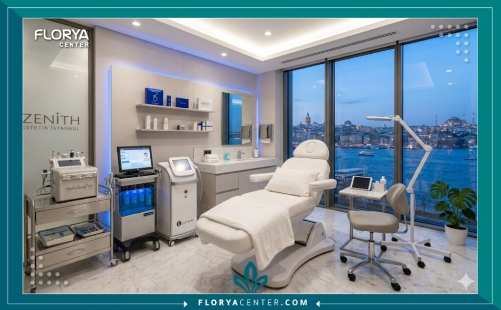 داخل عيادة تجميل متطورة ومعقمة لإجراء تجميل الأنف غير الجراحي في إسطنبول.
