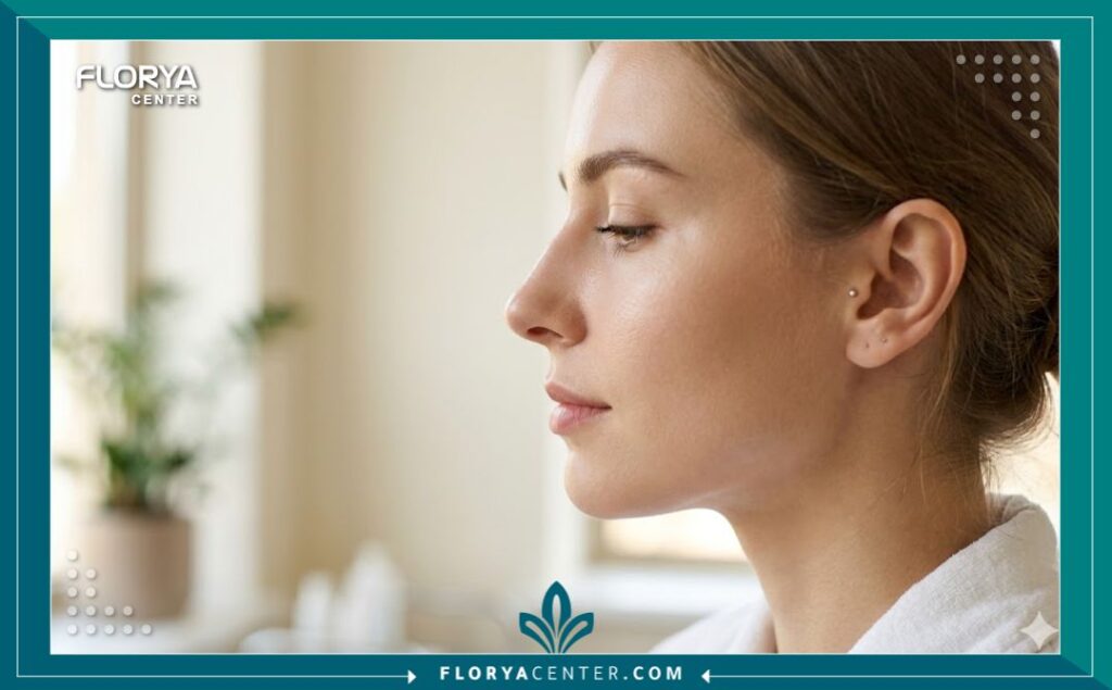 مظهر جانبي يوضح تناسق الأنف بعد الجراحة التجميلية في أفضل العيادات التركية.