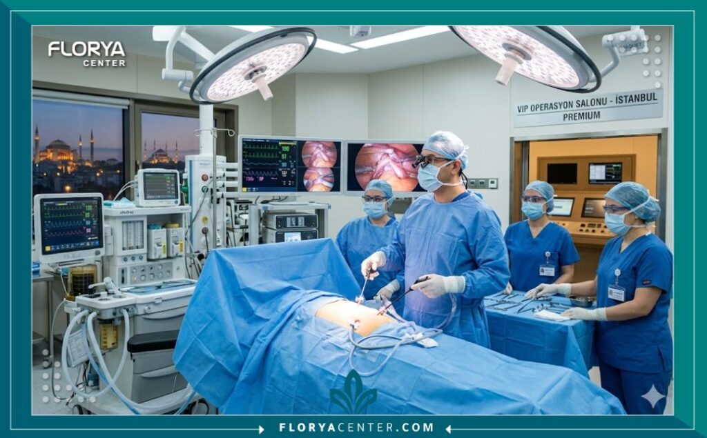غرفة عمليات حديثة ومجهزة بأعلى التقنيات لجراحات تجميل الأنف في مستشفيات تركيا