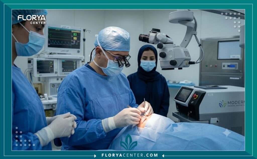 هذه الصورة تعزز شعور الأمان من خلال إظهار الدقة، التعقيم، والمعدات الحديثة داخل غرفة العمليات، مما يقلل من مخاوف المستخدم.