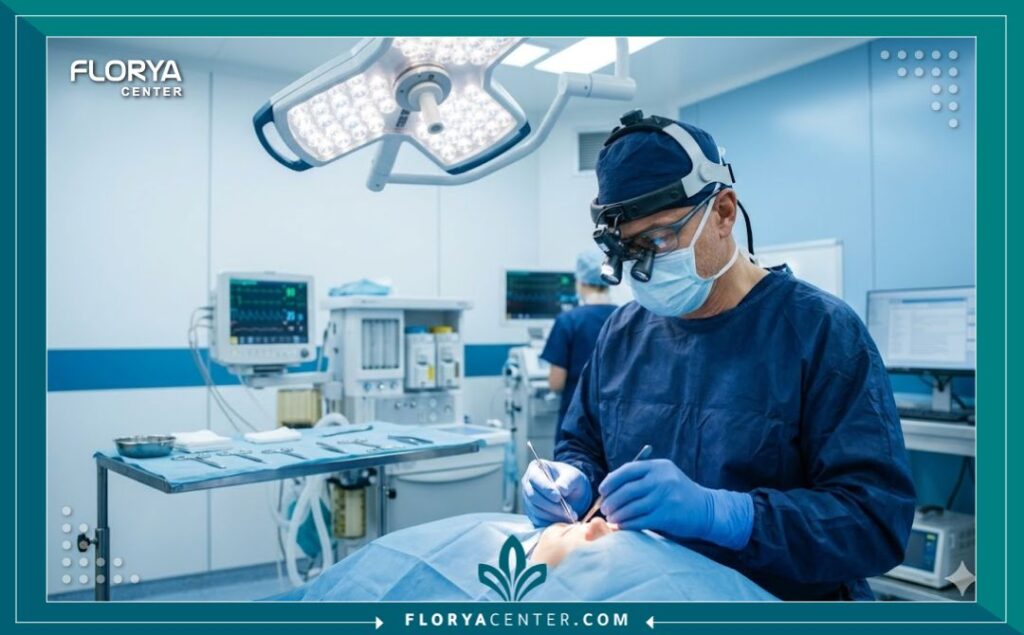 غرفة عمليات حديثة ومجهزة بأحدث التقنيات الطبية لإجراء جراحة تجميل الجفون المتقدمة بأمان.