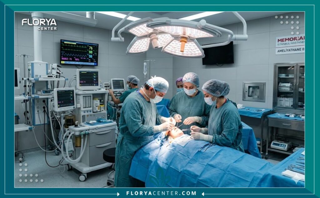 غرفة عمليات حديثة ومجهزة بأحدث التقنيات الطبية لإجراء جراحة ترميم الأذن في مستشفيات تركيا.