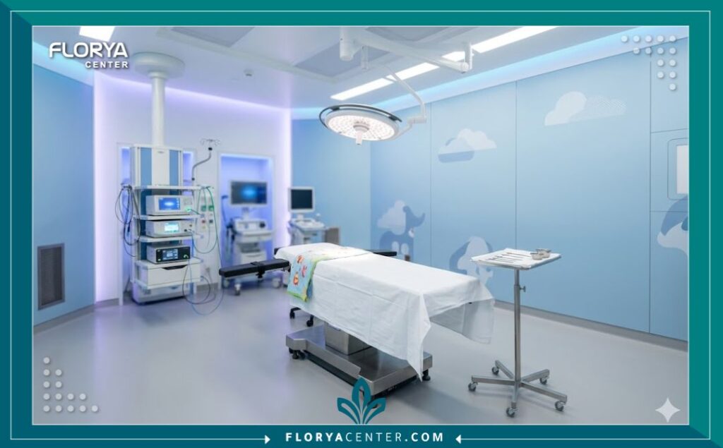 غرفة عمليات حديثة ومجهزة بأحدث تقنيات الليزر الطبي لإجراء تجميل الأذن البارزة للأطفال بأمان تام وتقليل الصدمة النفسية.