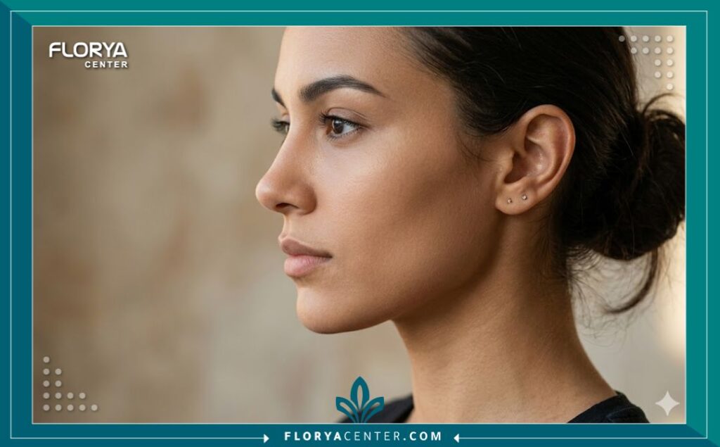 صورة جانبية تبرز تناسق الوجه واستقامة الأنف بعد الخضوع لعملية ترميم الأنف وتصحيح وظيفته