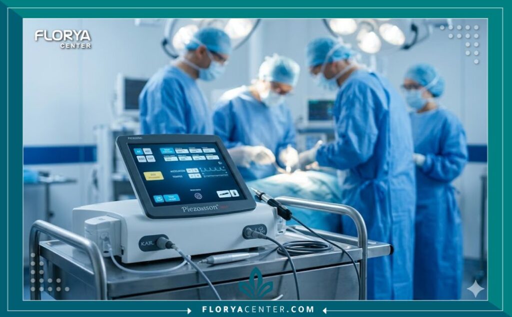 غرفة عمليات حديثة ومجهزة بأحدث أجهزة بيزو للموجات فوق الصوتية لإجراء عمليات تجميل الأنف بأعلى معايير الأمان.