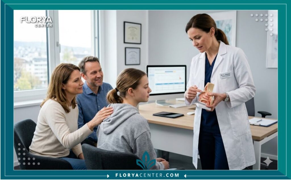 طبيب جراحة تجميل يشرح تفاصيل عملية تجميل الأنف للمراهقين للوالدين في مستشفى حديث ومتطور في تركيا.
