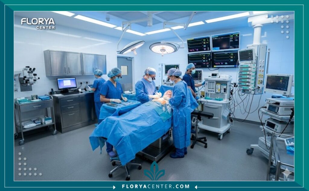 غرفة عمليات معقمة وحديثة مجهزة لإجراء جراحات تجميل وترميم الأذن المتقدمة بأعلى معايير الأمان.