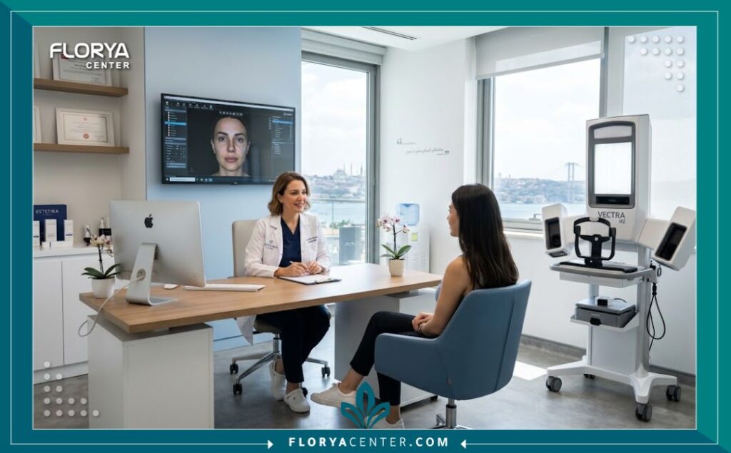 عيادة تجميل حديثة ومجهزة بأحدث التقنيات في تركيا مخصصة لعمليات تجميل الأنف الدقيقة.