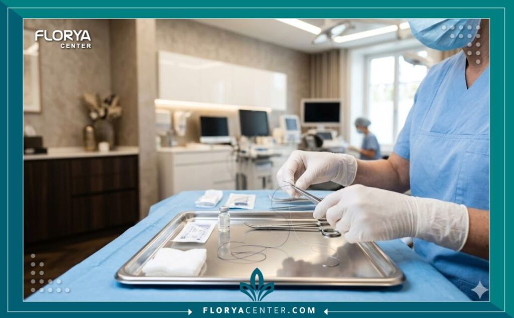 تجهيزات العيادة الحديثة لإجراء تعديل بروز الأذن بدون مشرط باستخدام الخيوط الطبية في اسطنبول.