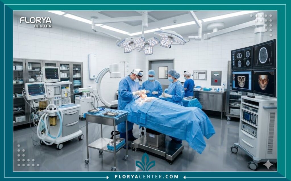 غرفة عمليات حديثة ومجهزة بأحدث التقنيات الطبية لإجراء عمليات إعادة تجميل الأنف بأعلى درجات الأمان.