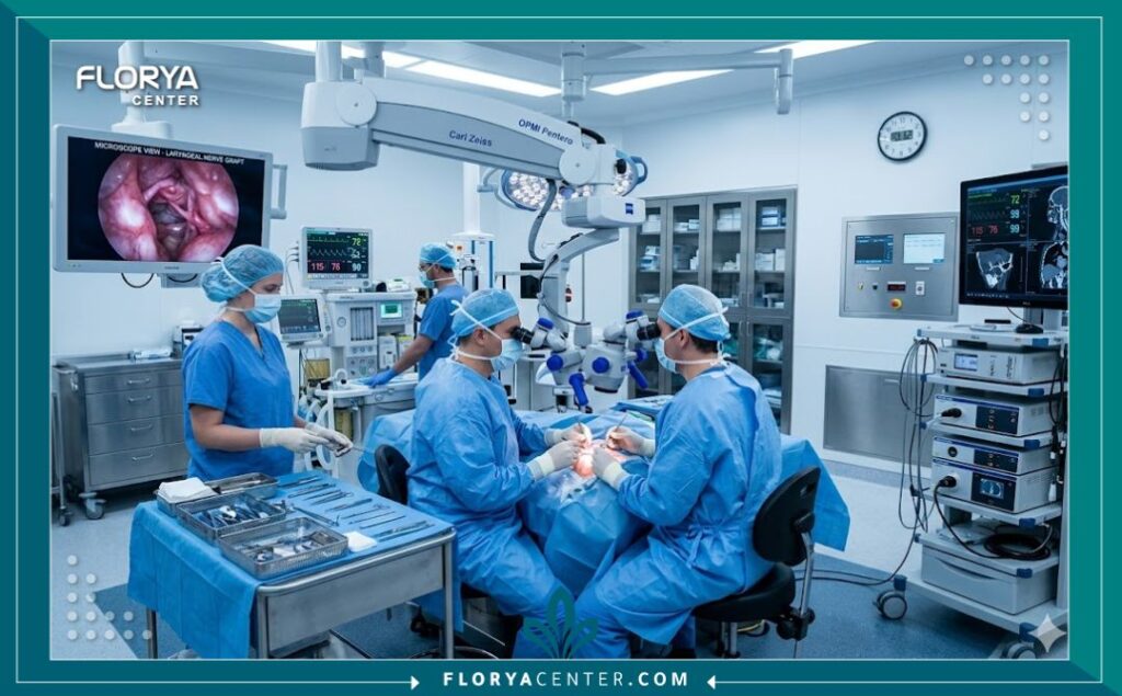 غرفة عمليات حديثة ومجهزة بأحدث تقنيات الجراحة المجهرية لإجراء عمليات تجميل وإعادة بناء الأذن بأعلى معايير الأمان.