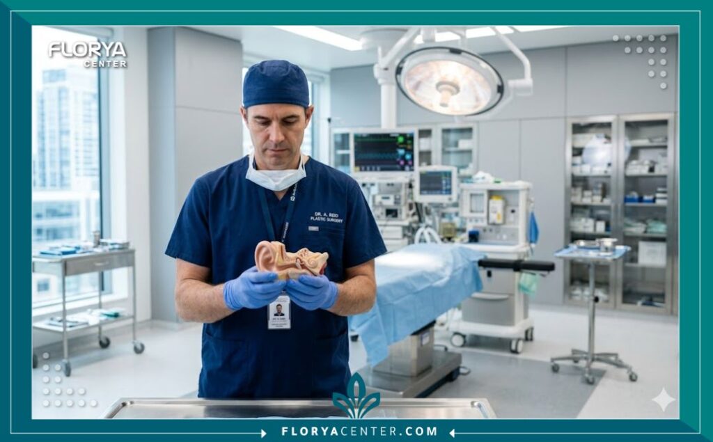 غرفة عمليات حديثة ومجهزة بأحدث التقنيات لإجراء جراحة تجميل وتثبيت الأذن المرتخية بأعلى معايير الأمان.