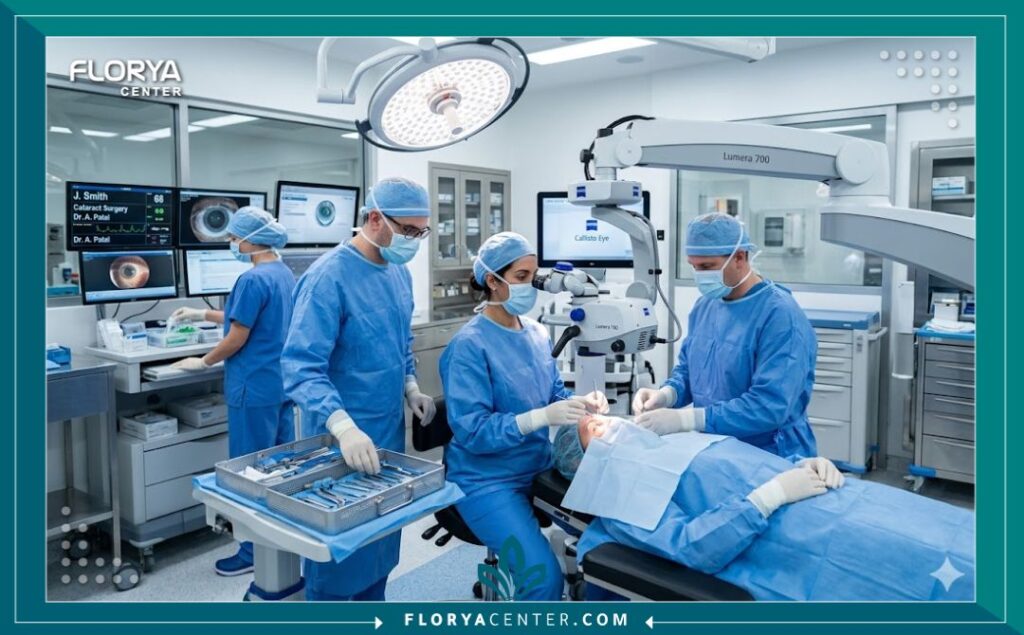 غرفة عمليات حديثة ومجهزة بأعلى التقنيات الطبية لإجراء جراحة العيون الجاحظة بأمان واحترافية.