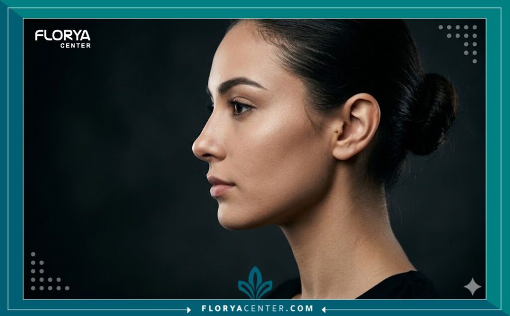 جراحة تقصير الأنف الطويل جراحياً 5 صورة جانبية تسلط الضوء على جماليات وتناسق الأنف بعد نجاح جراحة تجميل وتقصير الأنف.
