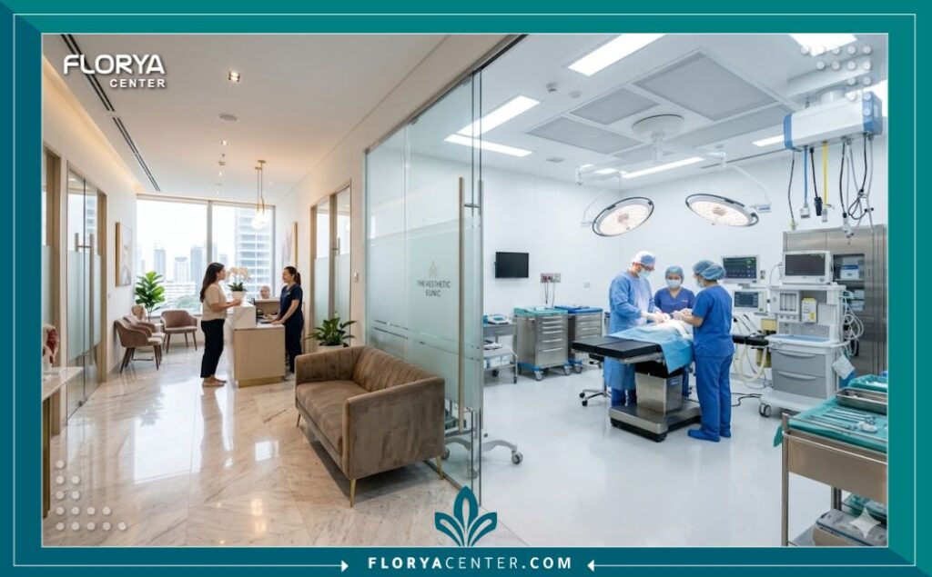 غرفة عمليات وعيادة تجميل حديثة ومجهزة بأحدث التقنيات لإجراء جراحات تجميل العيون بأمان.