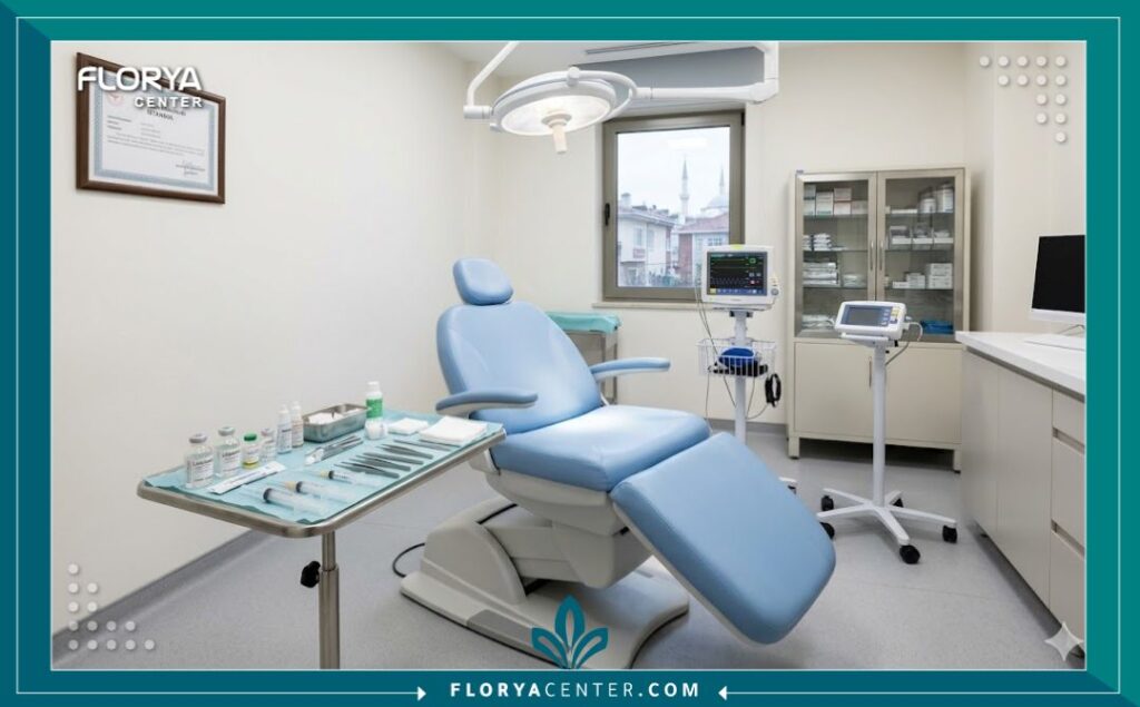 داخل عيادة جراحة التجميل المجهزة لعمليات ترميم الأذن الممزقة تحت التخدير الموضعي