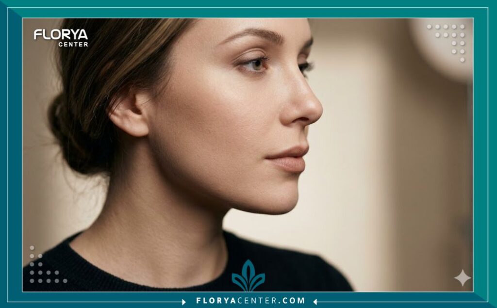 صورة مقربة تبرز جمال وتناسق الأنف من الجانب بعد عملية تجميل ناجحة ضمن عروض التجميل في تركيا.