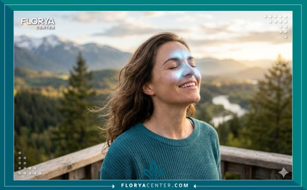 مريضة تتنفس براحة تامة بعد التخلص من صداع ومشاكل الجيوب الأنفية بفضل تقنية الليزر الحديثة.