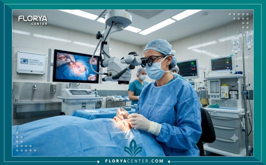 غرفة عمليات العيون التجميلية في تركيا في مستشفى تركي.