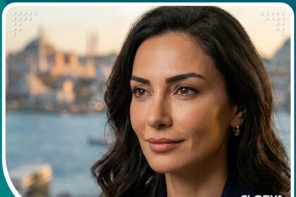 واجهة مقال حول أسعار جراحة العيون اللوزية في تركيا: امرأة واثقة ذات عيون لوزية محددة تمامًا في اسطنبول