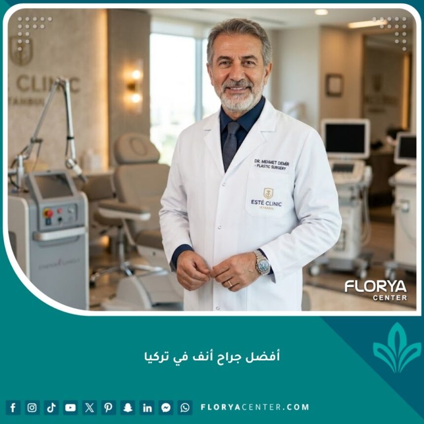 أفضل جراح أنف في تركيا يقف بثقة داخل عيادته الطبية الحديثة والمجهزة