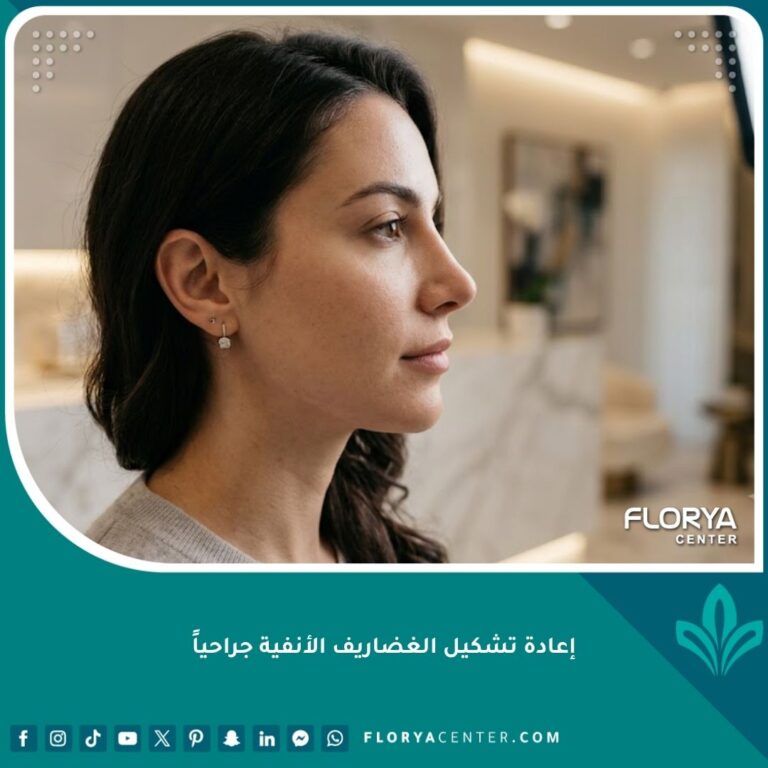 صورة مقربة لوجه بملامح متناسقة توضح النتيجة الجمالية والطبيعية بعد عملية إعادة تشكيل الغضاريف الأنفية جراحياً.