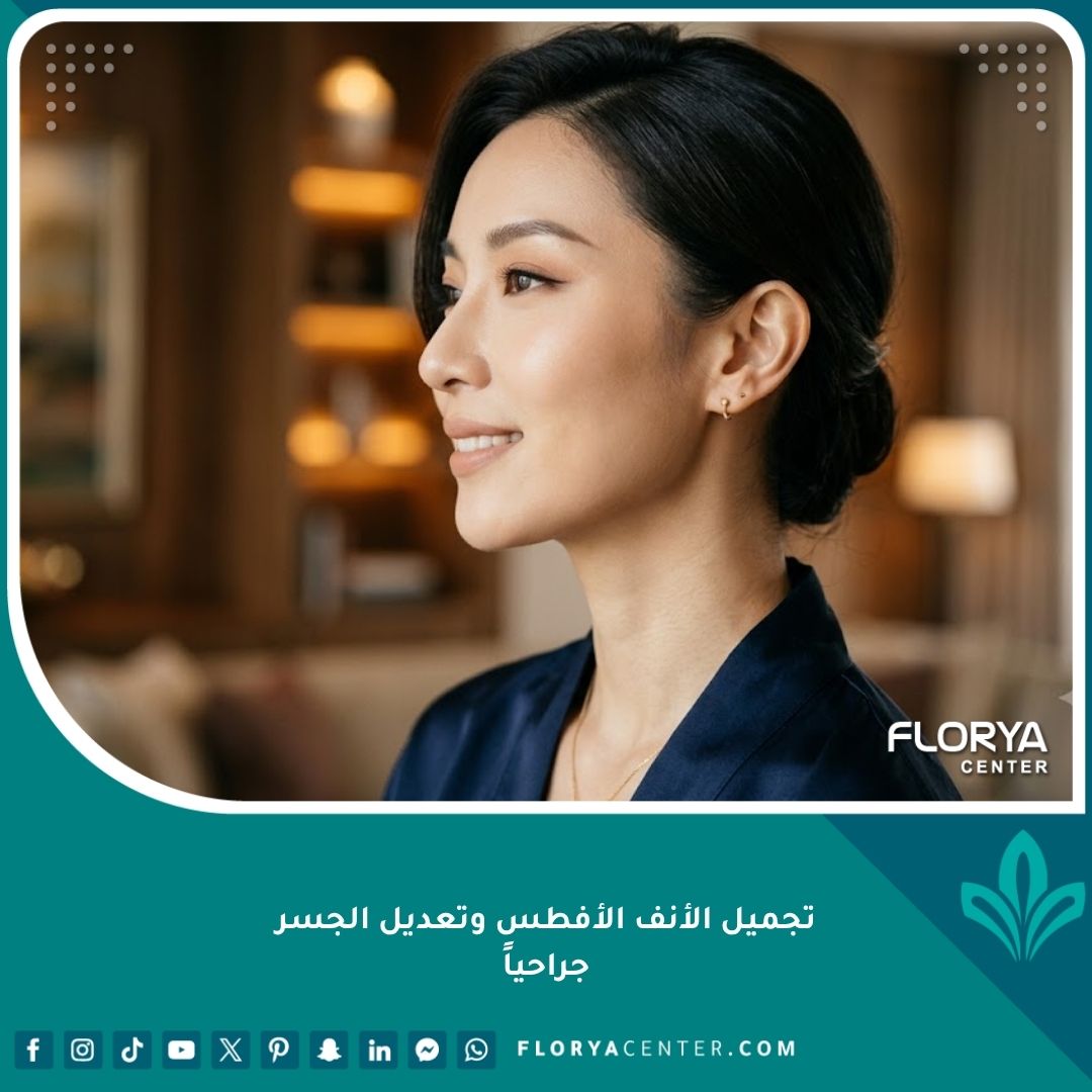 صورة مقربة لوجه بملامح جذابة توضح نتائج تجميل الأنف الأفطس وتعديل الجسر جراحيا للحصول على مظهر طبيعي ومتناسق.