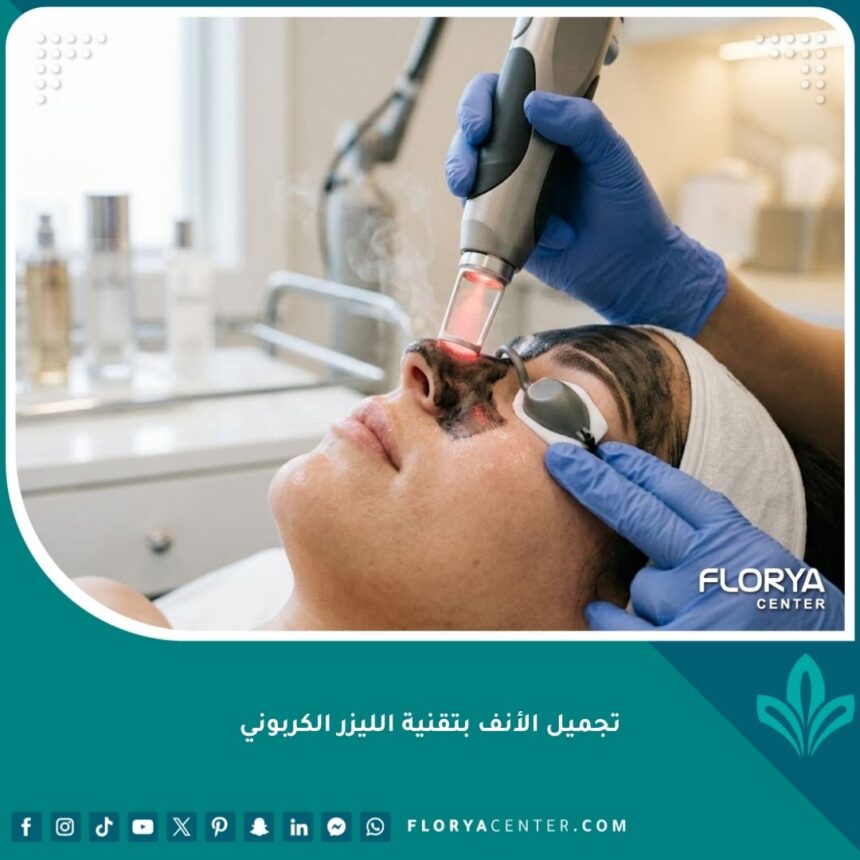 تجميل الأنف بتقنية الليزر الكربوني 1 طبيبة أمراض جلدية تقوم بإجراء تجميل الأنف بتقنية الليزر الكربوني لعلاج المسامات الواسعة وتنعيم الجلد السميك.