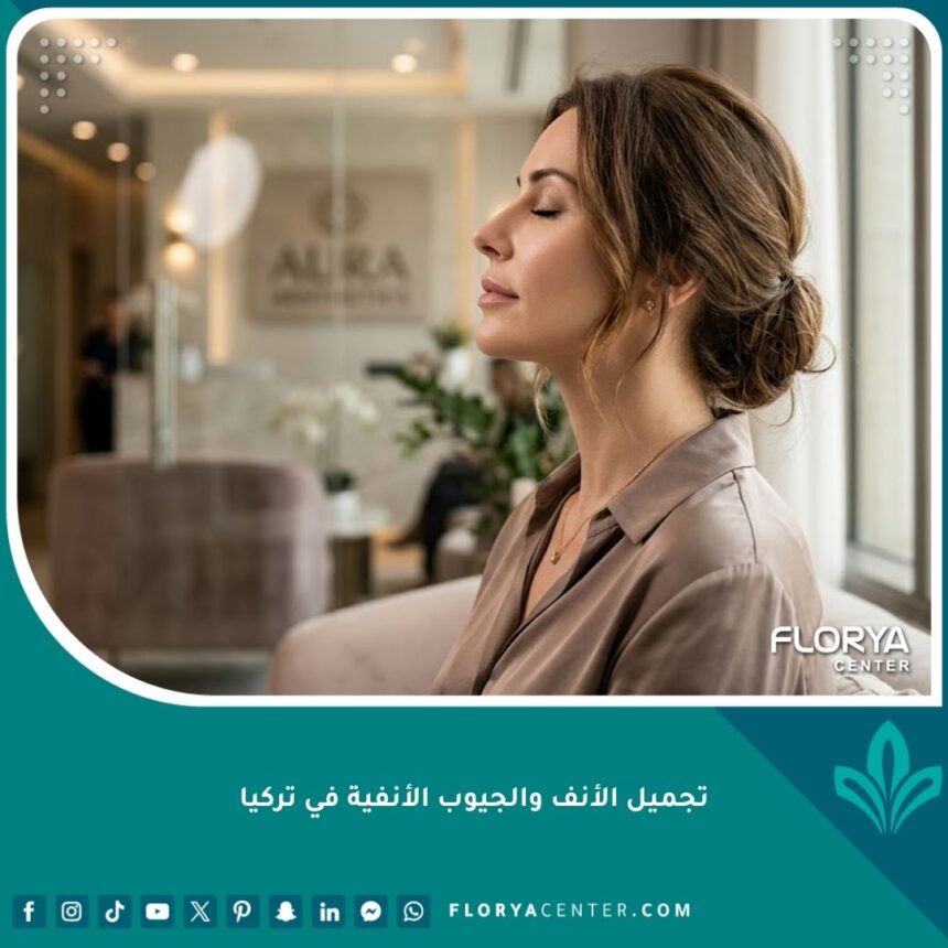 امرأة تتنفس بارتياح بفضل نجاح عملية تجميل الأنف والجيوب الأنفية في تركيا في إجراء واحد.