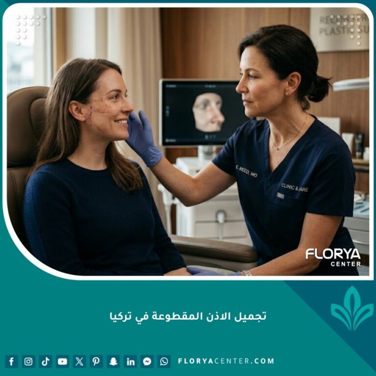 طبيب جراحة تجميلية يعاين مريضاً استعداداً لإجراء عملية ترميم وتجميل الأذن المقطوعة في تركيا.