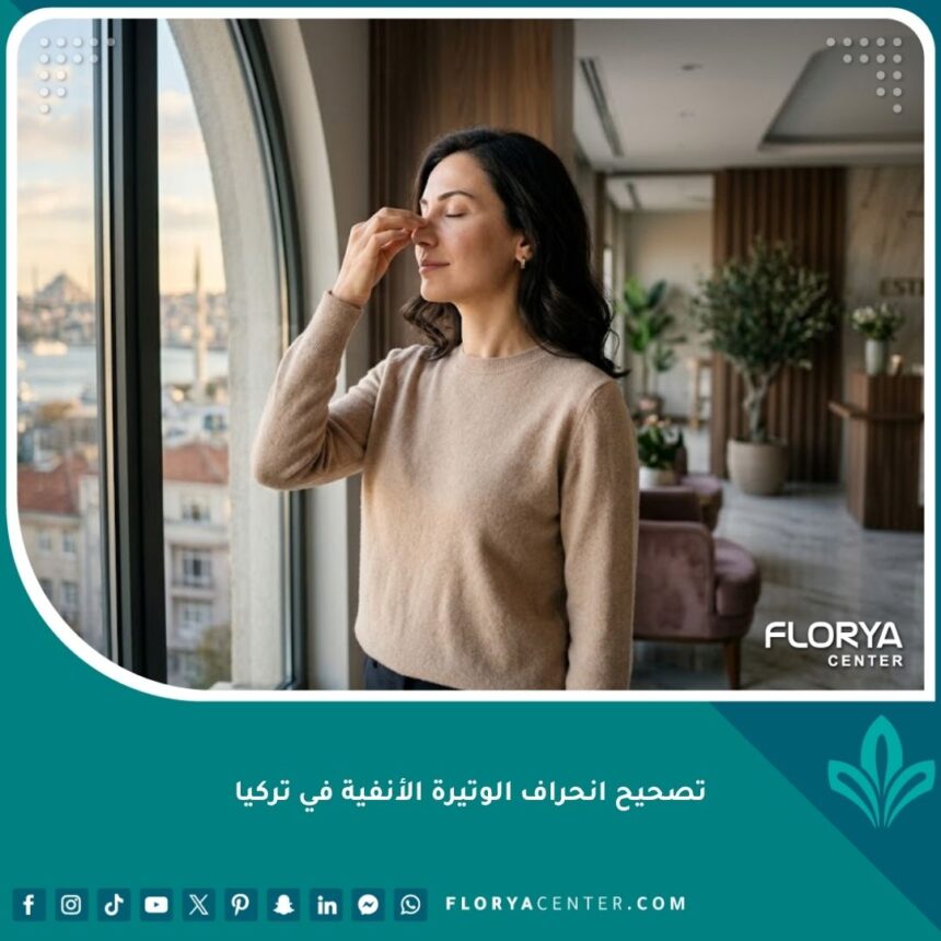 مريض يتنفس بعمق وراحة بعد نجاح عملية تصحيح انحراف الوتيرة الأنفية في تركيا لعلاج ضيق التنفس والشخير.