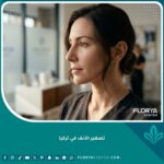 صورة مقربة لجانب وجه امرأة تتمتع بأنف متناسق وملامح جذابة، تبرز نتائج عملية تصغير الأنف وتنسيق الملامح.