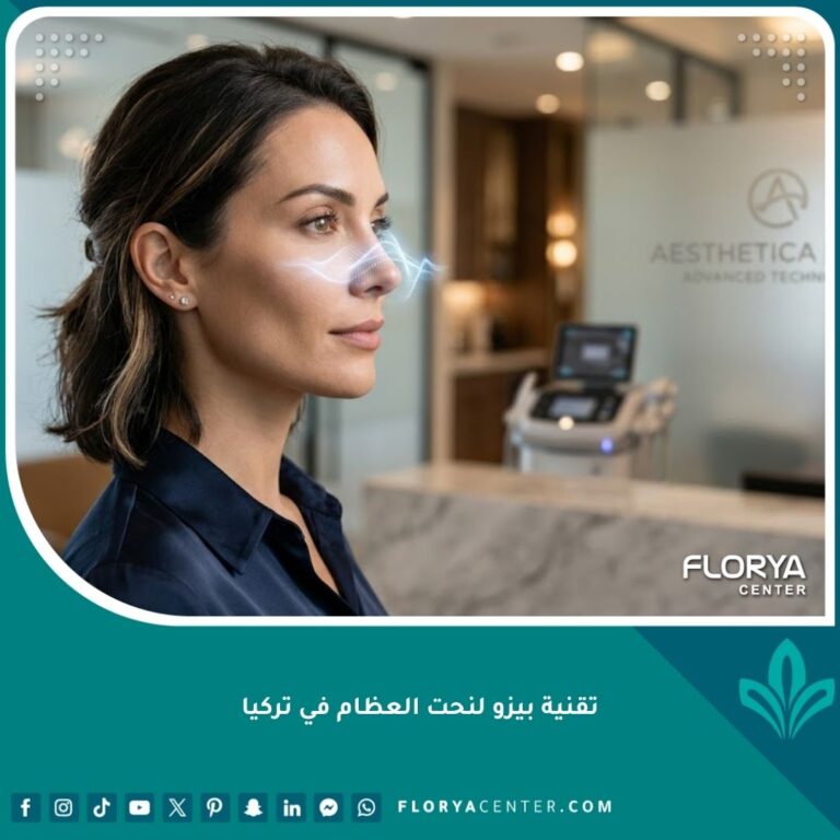 صورة مقربة تبرز دقة الملامح بعد استخدام تقنية بيزو لنحت العظام في تركيا، تظهر نتائج طبيعية وجمالية عالية.