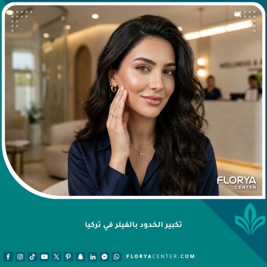 صورة مقربة لامرأة تتمتع بخدود ممتلئة وبشرة نضرة تعبر عن نتائج تكبير الخدود بالفيلر بدون جراحة.