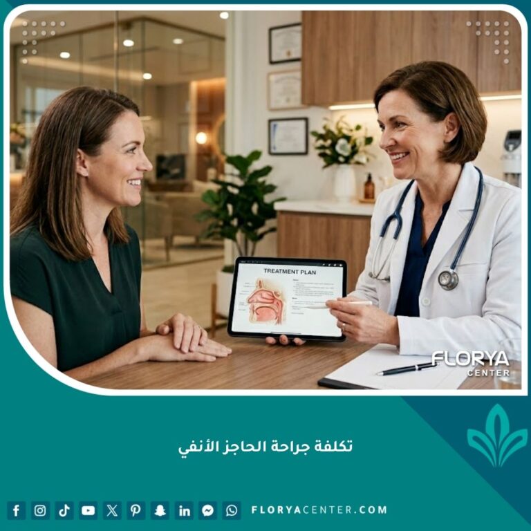 طبيب متخصص يناقش تفاصيل وتكلفة جراحة الحاجز الأنفي مع مريض في عيادة طبية حديثة.