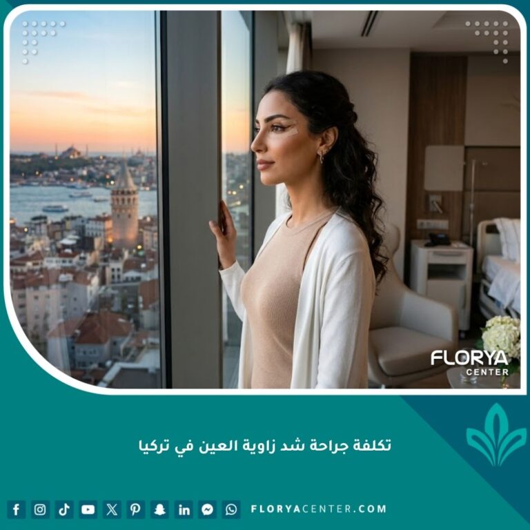 مريضة عربية تظهر نتيجة عملية شد زاوية العين الناجحة (Canthoplasty) في مستشفى فاخر في إسطنبول المطل على البوسفور.