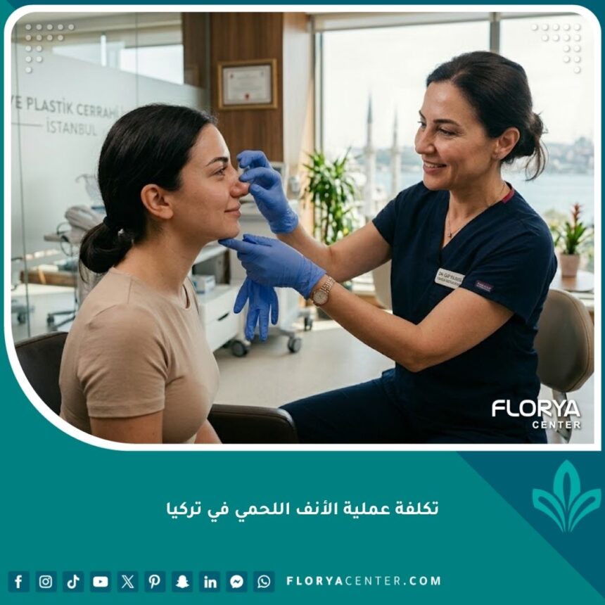 طبيبة تجميل تفحص الأنف اللحمي لمريضة في عيادة بتركيا لتحديد تكلفة العملية.