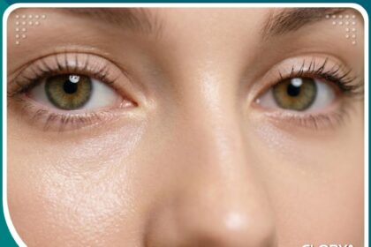 صورة مقربة تظهر نتائج جراحة تجميل الجفن السفلي لعيون شابة ومشرقة خالية من الأكياس الدهنية والتجاعيد.