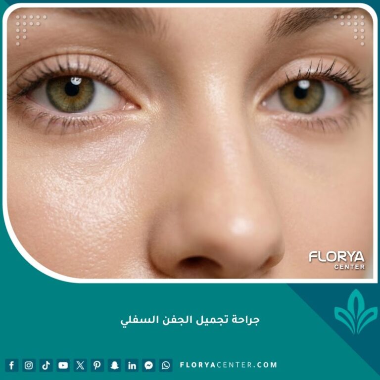 صورة مقربة تظهر نتائج جراحة تجميل الجفن السفلي لعيون شابة ومشرقة خالية من الأكياس الدهنية والتجاعيد.