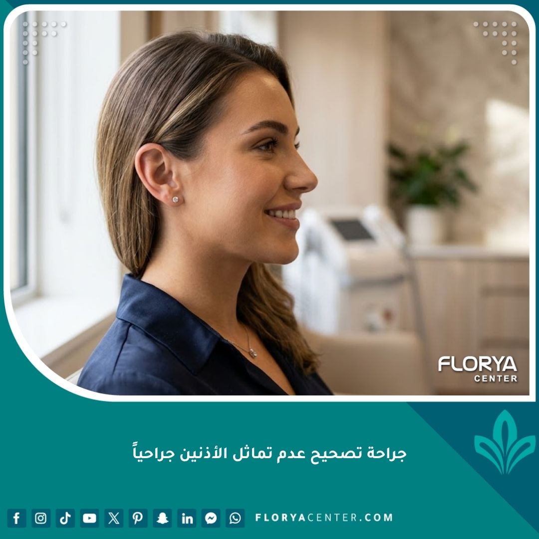 صورة مقربة تظهر نتائج جراحة تصحيح عدم تماثل الأذنين جراحياً لشخص يتمتع بآذان متناسقة ومظهر طبيعي جذاب.