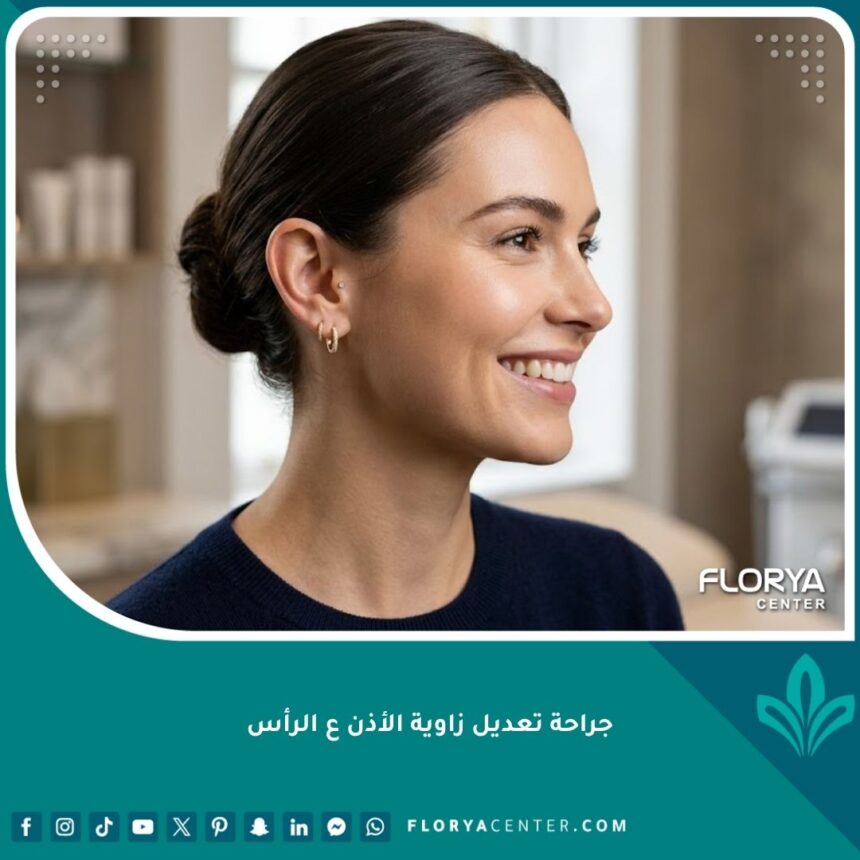 جراحة تعديل زاوية الأذن ع الرأس 1 صورة واقعية تبرز النتيجة الجمالية المثالية بعد جراحة تعديل زاوية الأذن على الرأس وتناسق الملامح.