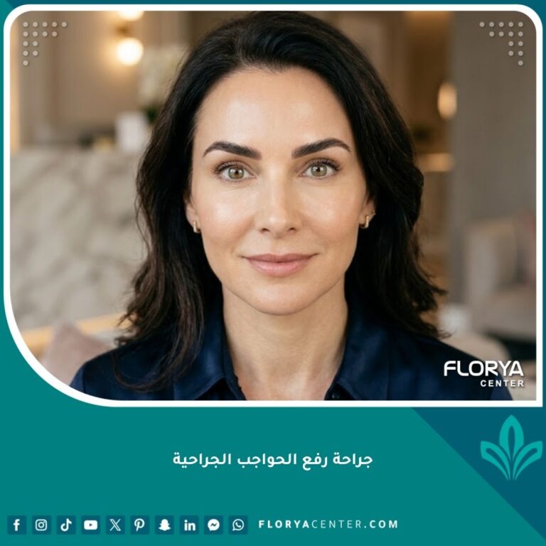 صورة مقربة لامرأة تتمتع بنظرة واسعة وعيون مشرقة بعد إجراء جراحة رفع الحواجب الجراحية.