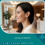 صورة مقربة تبرز جمال وتناسق الوجه بعد جراحة زاوية الأذن مع الرأس وعلاج الأذن البارزة بنجاح.