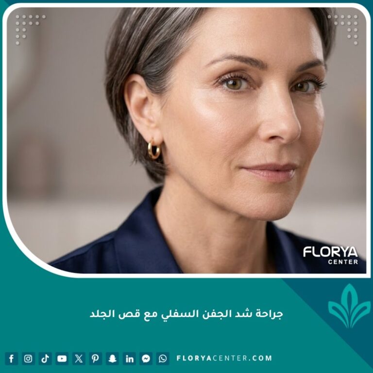 نتيجة عملية شد الجفن السفلي مع قص الجلد المترهل والتخلص من الجيوب الدهنية تحت العين.
